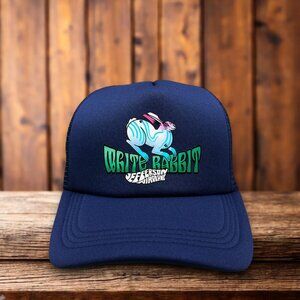 Jefferson Airplane White Rabbit Mens Trucker Hat Navy 60s Psychedelic Rock
